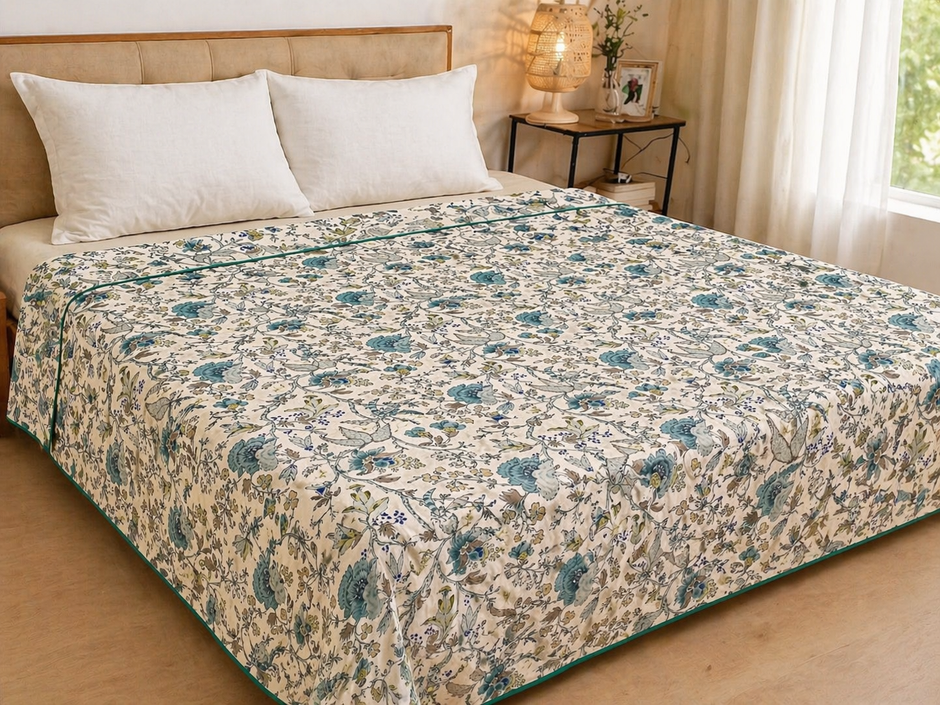 Floral Serenity Dohar – King Size (274 x 228 cm) | 100% Cotton | Lightweight All-Season