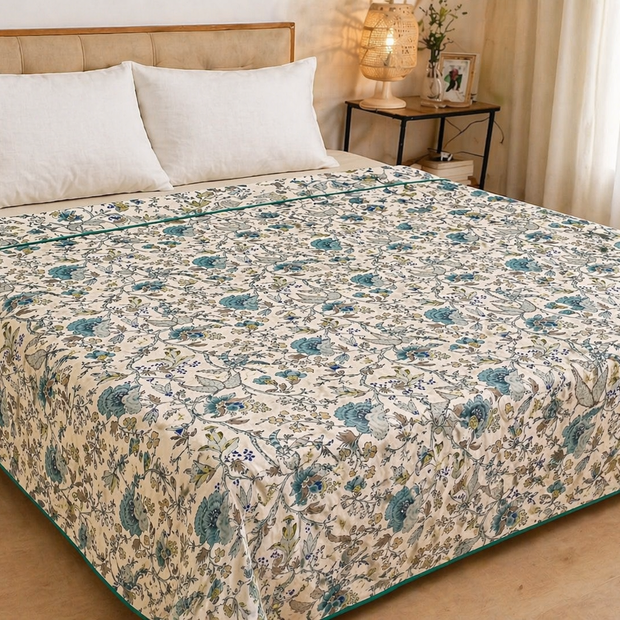 Floral Serenity Dohar – King Size (254 x 228 cm) | 100% Cotton | Lightweight All-Season