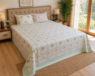 Palm Blossom – Block Print - Super King Size Bedsheet (274 x 274 cm) | 100% Jaipuri Cotton | Includes 2 Pillow Covers