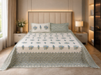 Sapphire Garden Block Print – Super King Size Bedsheet (274 x 274 cm) | 100% Jaipuri Cotton | Includes 2 Pillow Covers