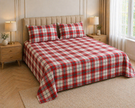 Crimson Tartan Plaid – Jumbo King  XL Size Bedsheet (305 x 305 cm) | 100% Percale Cotton (400 TC) | Includes 2 Pillow Covers