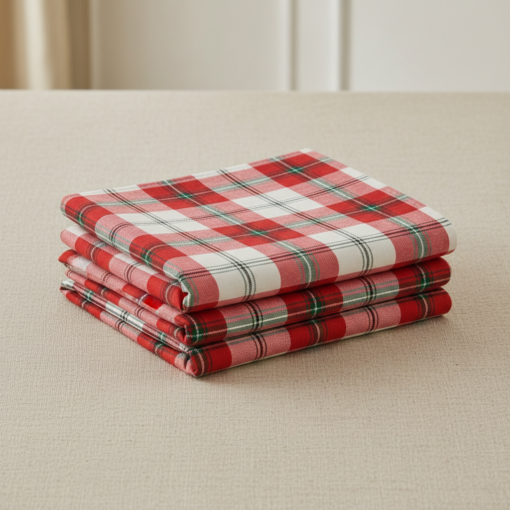 Crimson Tartan Plaid – Jumbo King  XL Size Bedsheet (305 x 305 cm) | 100% Percale Cotton (400 TC) | Includes 2 Pillow Covers