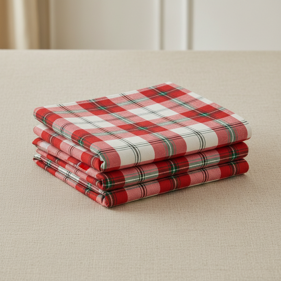 Crimson Tartan Plaid – Jumbo King  XL Size Bedsheet (305 x 305 cm) | 100% Percale Cotton (400 TC) | Includes 2 Pillow Covers