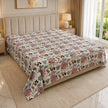 Rosewood Garden – Jumbo King Size Bedsheet (274 x 305 cm) | 100% Jaipuri Cotton | Includes 2 Pillow Covers