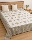 Amber Vine – Super King Size Bedsheet (274 x 274 cm) | 100% Jaipuri Cotton | Includes 2 Pillow Covers