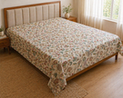 Coral Peacock Bloom – Queen Size Bedsheet (260 x 230 cm) | 100% Jaipuri Cotton | Includes 2 Pillow Covers
