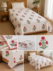 Gulnaar Rangrez Cotton Blend Dohar – Single Size (60 × 90 inch / 150 × 230 cm) | 90% Cotton, 10% Polyester | Pack of 2