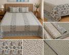 Neel Rang Mahal Quilted Bedspread Set – Standard King Size (90 × 102 inch / 240 × 260 cm) | Pure Cotton | 3-Piece Set