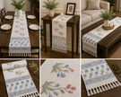 Royal Twin Tulip Jaipuri Table Runner – 185 × 35 cm | 100% Pure Jute Cotton | Hand Block Printed