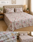 Royal Blush Garden Jaipuri Cotton Bedsheet – Super King Size (270 × 270 cm) | 3-Piece Bedding Set