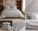 Dove Grey Check Luxury Duvet Cover Set – King Size (230 × 220 cm) | 3-Piece Duvet Cover & Pillow Cover Set