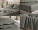 Olive Sage Grey Tone Premium Percale Cotton King Bedding Set – 1 Flat Sheet, 1 Fitted Sheet & 2 Pillow Covers | 4-Piece Set