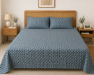 Sky Mosaic Pure Cotton Bedsheet Set – Queen Size (240 × 270 cm) | 3-Piece Bedding Set