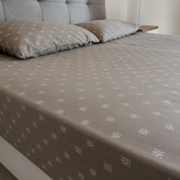 Stone Haven Pure Cotton Bedsheet – King Size (260 × 270 cm) | 3-Piece Bedding Set