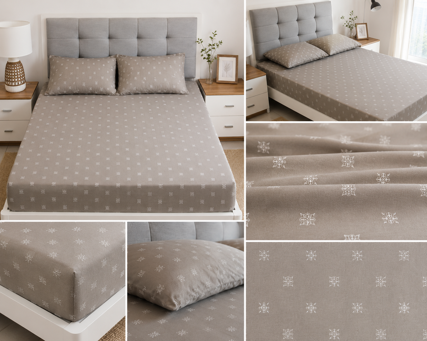 Stone Haven Pure Cotton Bedsheet – King Size (260 × 270 cm) | 3-Piece Bedding Set
