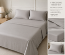 Silver Mist Two Tone Premium Percale Cotton King Bedding Set – 1 Flat Sheet, 1 Fitted Sheet & 2 Pillow Covers | 4-Piece Set