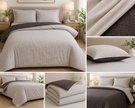 DualTone Micro Check Reversible Duvet Cover Set – King Size (230 × 220 cm) | 3-Piece Cotton Bedding Set