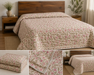 Rosé Meadow Hand-Tagai Muslin Cotton Razai – King Size (230 × 220 cm)