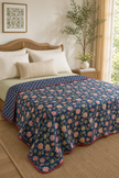 Midnight Gulnaar Ajrakh Dohar – Standard King Size (240 x 260 cm) | 100% Muslin Cotton | Lightweight and Breathable