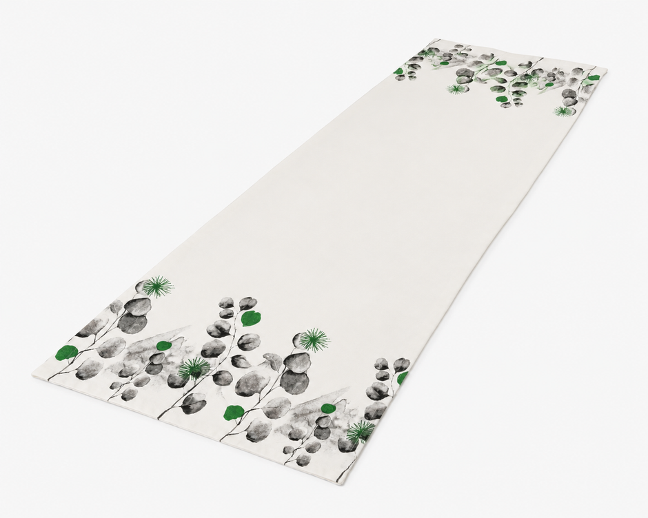 Green Botanical Jaipuri Cotton Table Runner – 40x250 cm – Nature-Inspired Handcrafted Elegance
