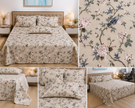 Blush Bird Blossom Garden – Super King XL Size Bedsheet (270 × 290 cm) | 100% Cotton | Includes 4 Pillow Covers