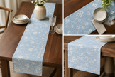 Sky Blue Wildflower Jaipuri Cotton Table Runner – Small Size - 33x120 cm – Delicate Floral Elegance