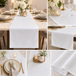 Shimmer White Jaipuri Table Runner – Small Size - 33x120 cm – Subtle Handcrafted Luxury