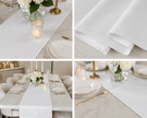 Shimmer White Jaipuri Table Runner – Small Size - 33x120 cm – Subtle Handcrafted Luxury