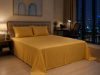 Mustard Solid – Super King Size Bedsheet (274 x 274 cm) | 100% Tencel Cotton | Includes 2 Pillow Covers