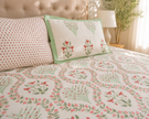 Meher Vine – Super King Size Bedsheet (274 x 274 cm) | 100% Jaipuri Cotton | Includes 2 Pillow Covers