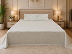 Ivory Fern – Super King Size Bedsheet (274 x 274 cm) | 100% Pure Cotton | Includes 2 Pillow Covers