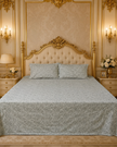 Silver Paisley Elegance – Super King Size Bedsheet (274 x 274 cm) | 100% Pure Cotton | Includes 2 Pillow Covers