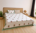 Velvet Rose Haven - Hand Block Print – Super King Size Bedsheet (279 x 279 cm) | 100% Percale Cotton | Includes 2 Pillow Covers