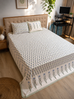 Blue Blossom Garden - Hand Block Print – Super King Size Bedsheet (274 x 274 cm) | 100% Jaipuri Cotton | Includes 2 Pillow Covers