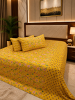 Sunehri Gulbahaar Ajrakh – Super King Size Bedsheet (274 x 274 cm) | 100% Jaipuri Cotton | Includes 2 Pillow Covers