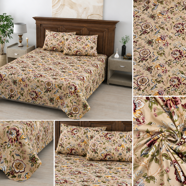 Royal Garden Heirloom – Super King Size Bedsheet (274 x 274 cm) | 100% Pure Cotton | Includes 2 Pillow Covers
