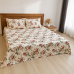 Rosé Garden Charm – Super King Size Bedsheet (274 x 274 cm) | 100% Cotton | Includes 2 Pillow Covers