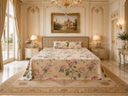 Royal Pink Blossom Vine Elegance – Super King Size Bedsheet (274 x 274 cm) | 100% Cotton | Includes 2 Pillow Covers