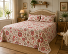 Scarlet Floral Bird Elegance – Super King Size Bedsheet (274 x 274 cm) | 100% Jaipuri Cotton | Includes 2 Pillow Covers