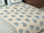 Blue Paisley Elegance – Super King Size Fitted Bedsheet Set (210 × 200 cm × 30 cm Depth) | 400 TC Tencel Cotton | Includes 2 Pillow Covers