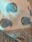 Blue Paisley Elegance – Super King Size Fitted Bedsheet Set (210 × 200 cm × 30 cm Depth) | 400 TC Tencel Cotton | Includes 2 Pillow Covers