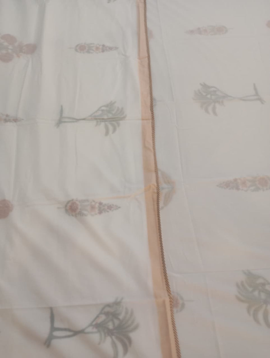 Muslin Luxe Collection – Desert Bloom Botanical Muslin Dohar – Standard King Size (240 × 260 cm / 90 × 102 inches) | Muslin Cotton Outer Layer | Lightweight All-Season Comfort