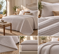 Jaipuri Shwet Sand Ivory Cotton textured quilted Bedspread – 220 × 240 cm | Textured Pure Cotton | 1 Piece