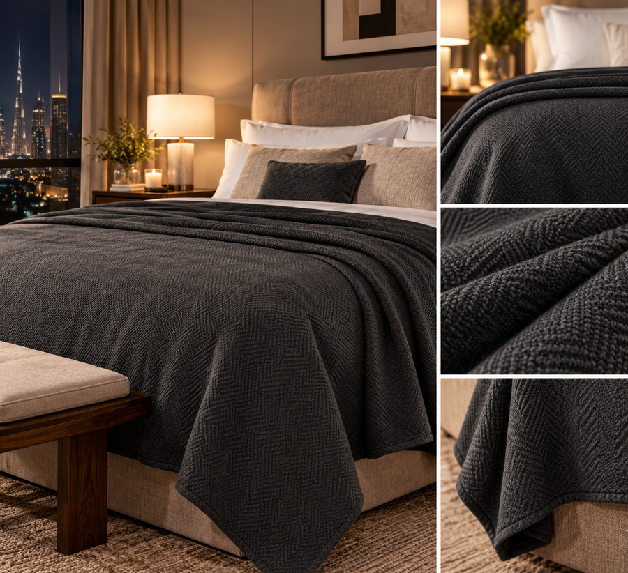 Neel Shyam Herringbone Cotton Bedspread