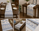 Royal Indigo Lotus Jaipuri Table Runner – 185 × 35 cm | 100% Pure Cotton | Hand Block Printed