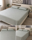 Sage Trellis Pure Cotton Bedsheet Set – Queen Size (240 × 270 cm) | 3-Piece Bedding Set