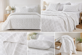 Soft Ivory Buti Quilted Bedspread – 100% Cotton | Reversible | 260 x 240 cm | King Size | Includes 2 Quilted Pillows