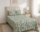 Floral Bird Garden – Single Size Bedsheet Medium (170 x 250 cm) | 100% Cotton | Includes 2 Pillow Covers