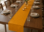 Mustard Eyelet Cotton Table Runner – 33 x 240 cm | cutwork-inspired geometric pattern
