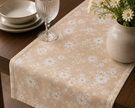 Beige Wildflower Jaipuri Cotton Table Runner –Small Size - 33x120 cm – Soft Floral Elegance